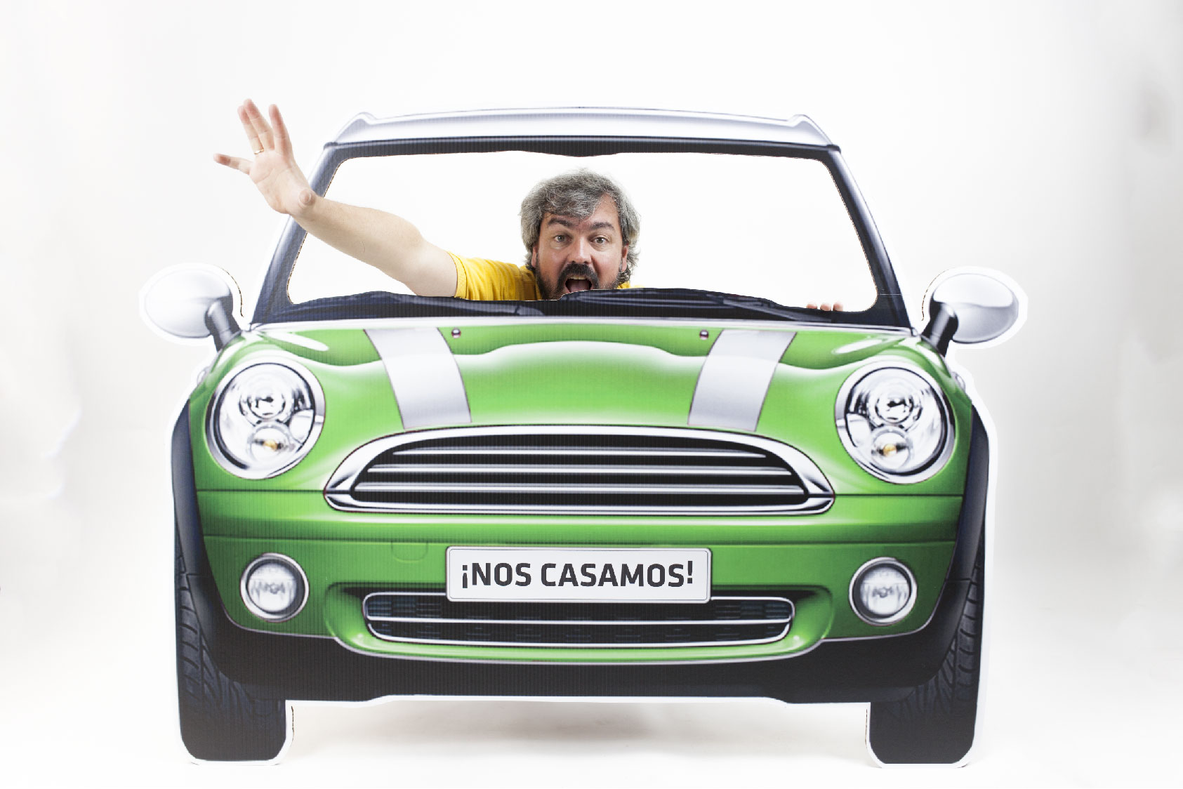 photocall de cartón coche cooper retro