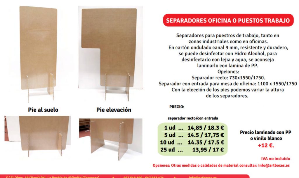 separador carton oficinas y zonas insdustriales
